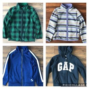 EUC bundle of kids zip up jackets size 3/4, 5/6 XS